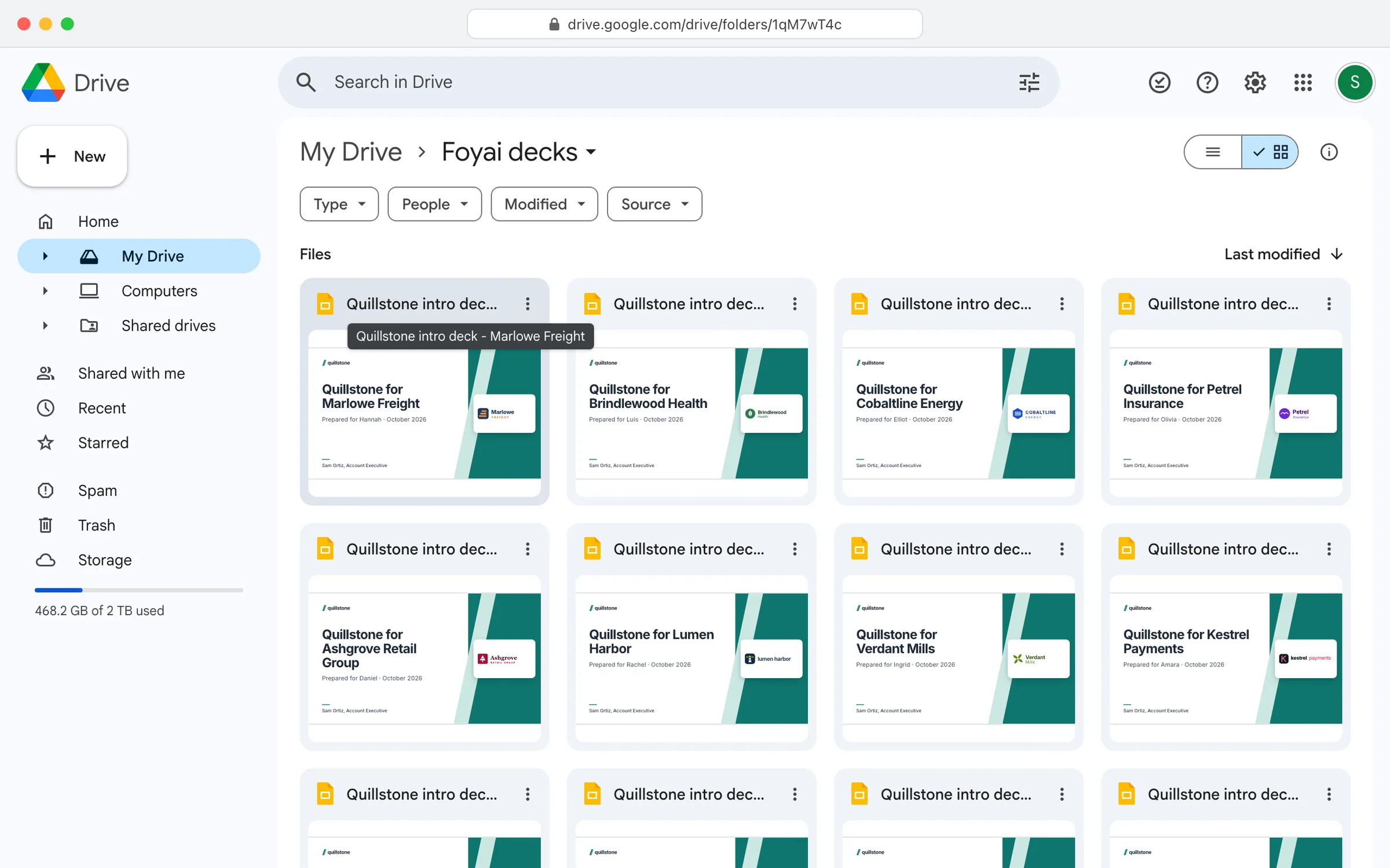 A personalized deck for each account