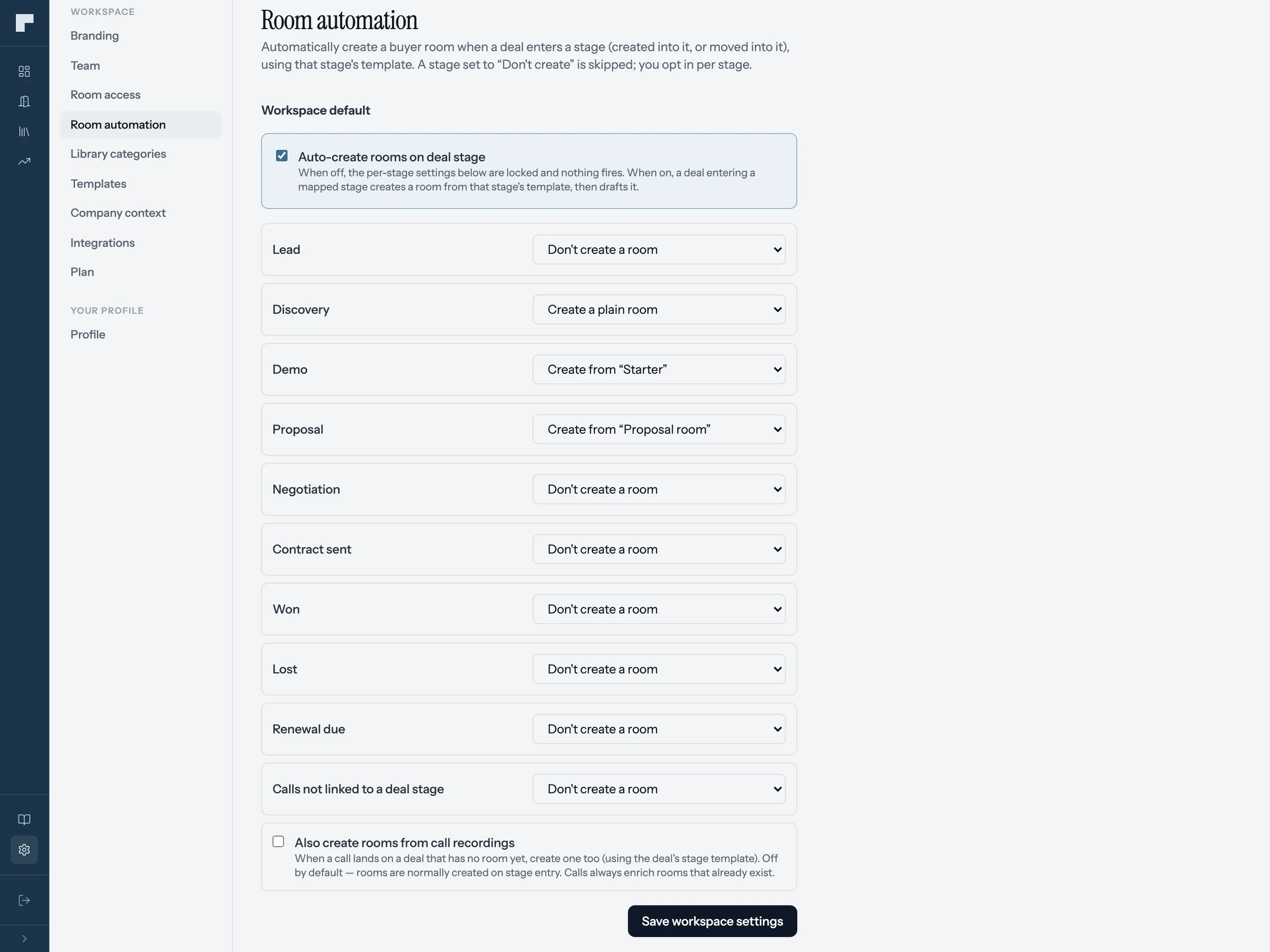 Settings → Room automation in foyai