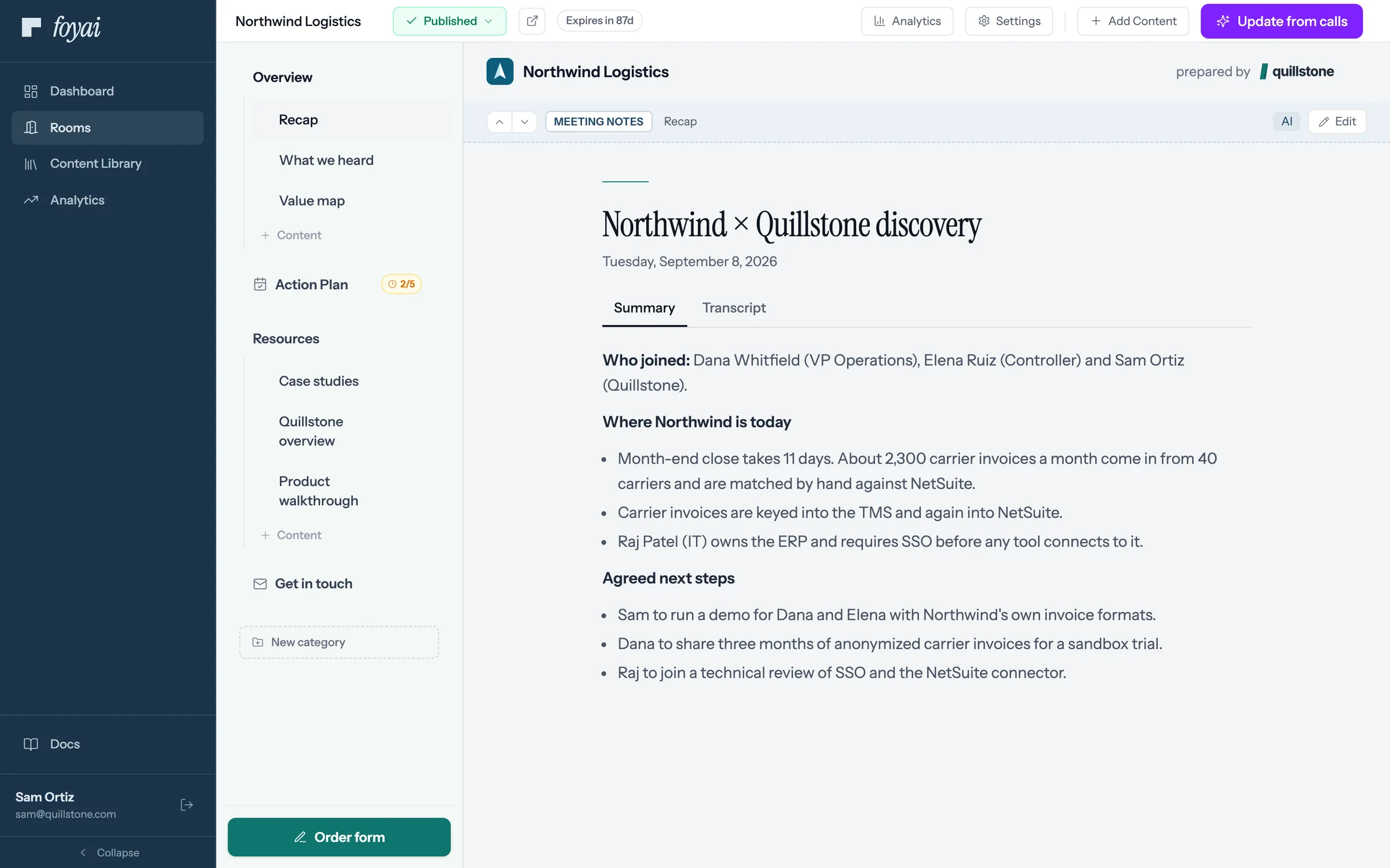 The Northwind Logistics room editor, with the Add Content button.